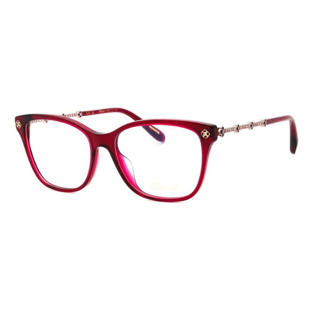 Chopard Eyeglasses Square Full Rim, Red Frame and Clear Demo Lenses Lens